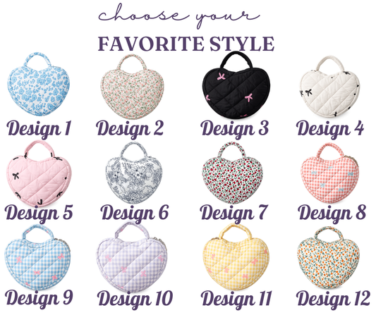 Heart Makeup Bag - Embroidered Custom Name