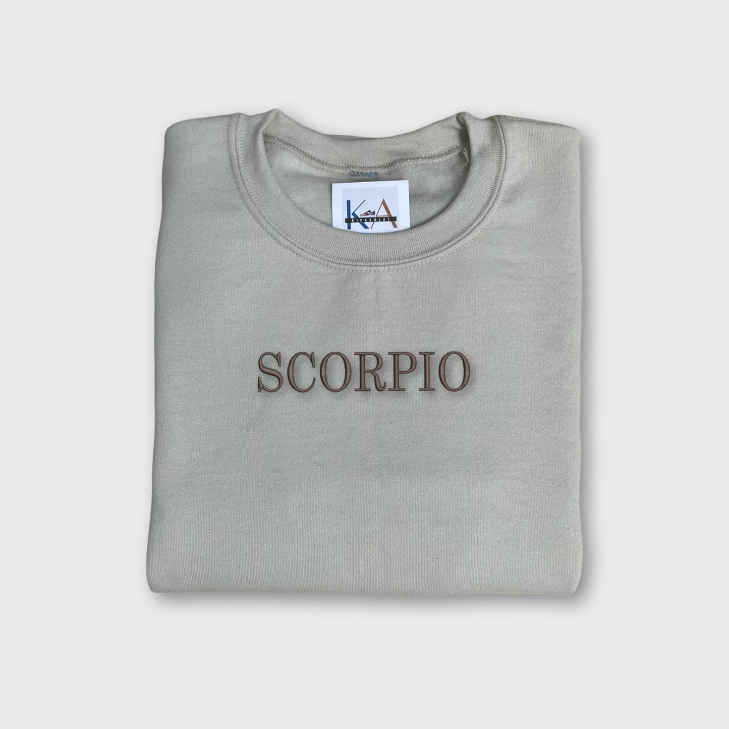 Beige Zodiac Horoscope Signs Embroidered Sweatshirt - Embroidered Crewneck - Custom Sweatshirt - Custom Sweater