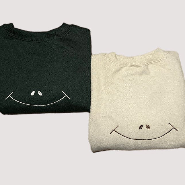 Smiley Face Embroidered Sweatshirt - Embroidered Crewneck - Custom Sweatshirt - Custom Sweater - Happy Face - Smiling - Be Happy Sweater