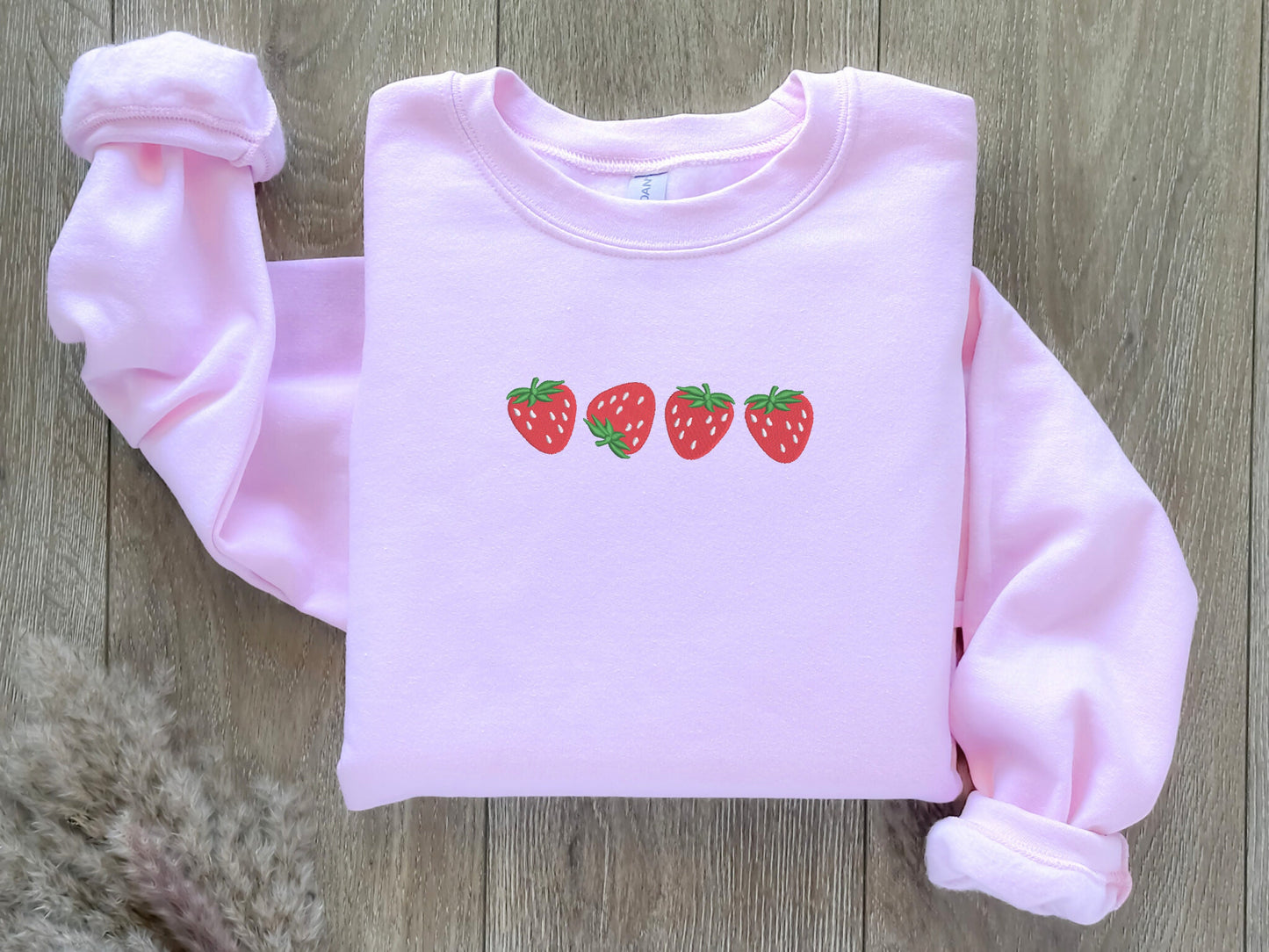 EMBROIDERED Strawberry Sweatshirt, Cozy Chic Stlye, Gift for her, Strawberry Shirt, Fruit Birthday Gift, Women's Sweater, Personalized Gift