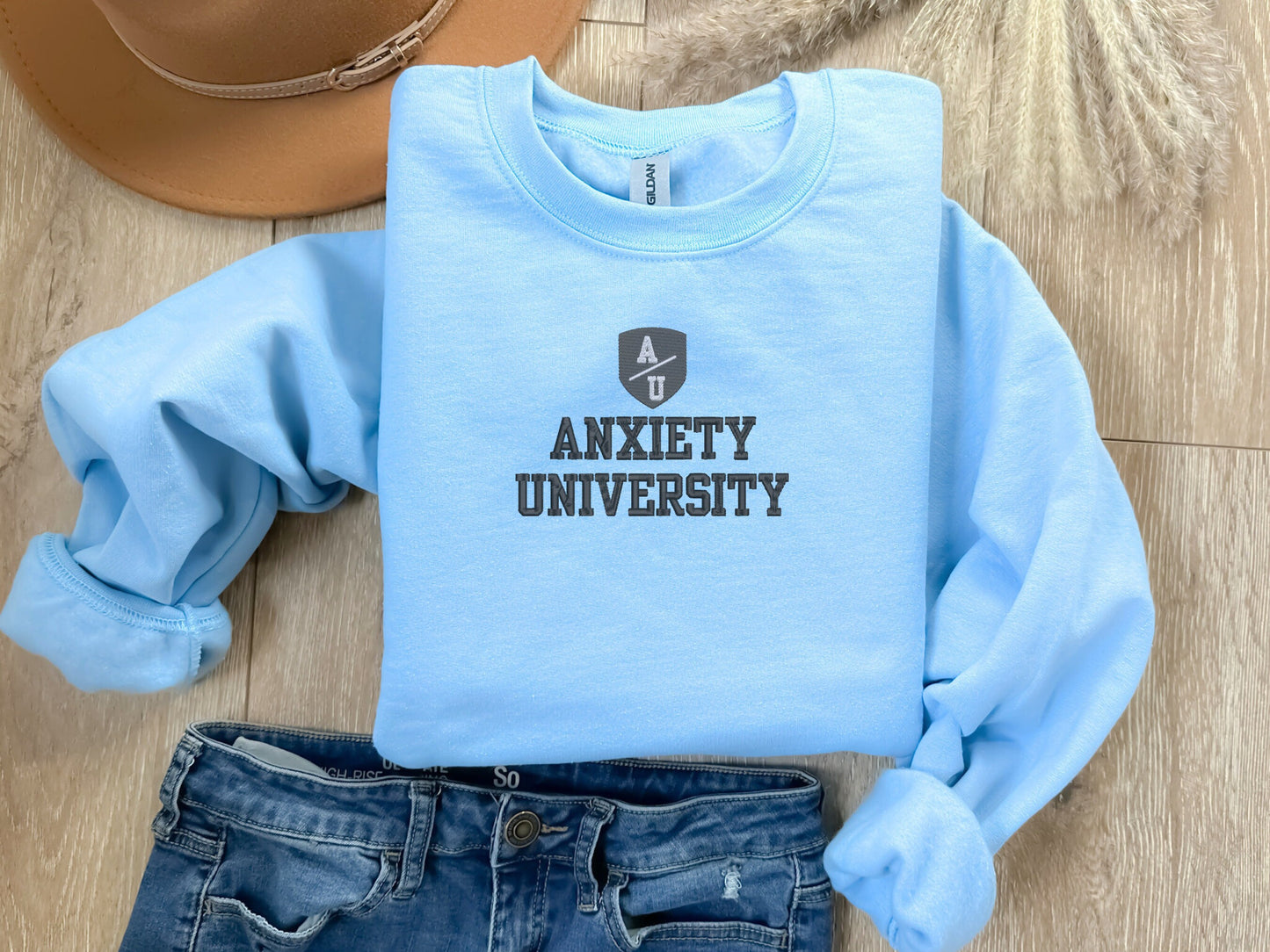 EMBROIDERED Anxiety University Sweatshirt, Valedictorian, Honors Program, Mental Health Shirts, Anxiety Sweater, College Sweatshirt, Gift