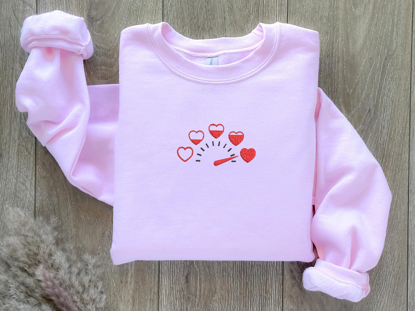 EMBROIDERED Valentine Sweatshirt Heart Speedometer, Cute Heart Design, Cozy Gift for Her, Heart Sweatshirt Pullover, Romantic Gift, Car Love