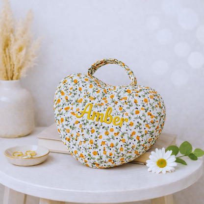 Heart Makeup Bag - Embroidered Custom Name