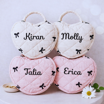 Heart Makeup Bag - Embroidered Custom Name