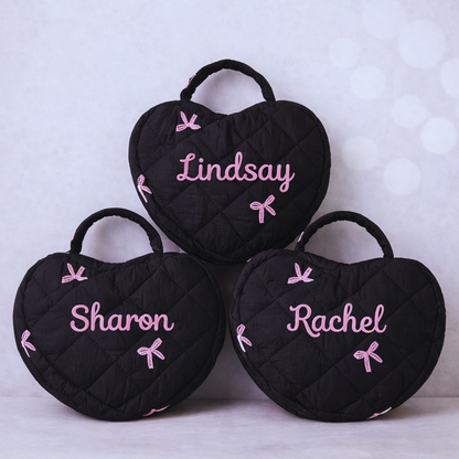 Heart Makeup Bag - Embroidered Custom Name