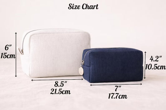 Waffle Makeup Bag - Embroidered Custom Name