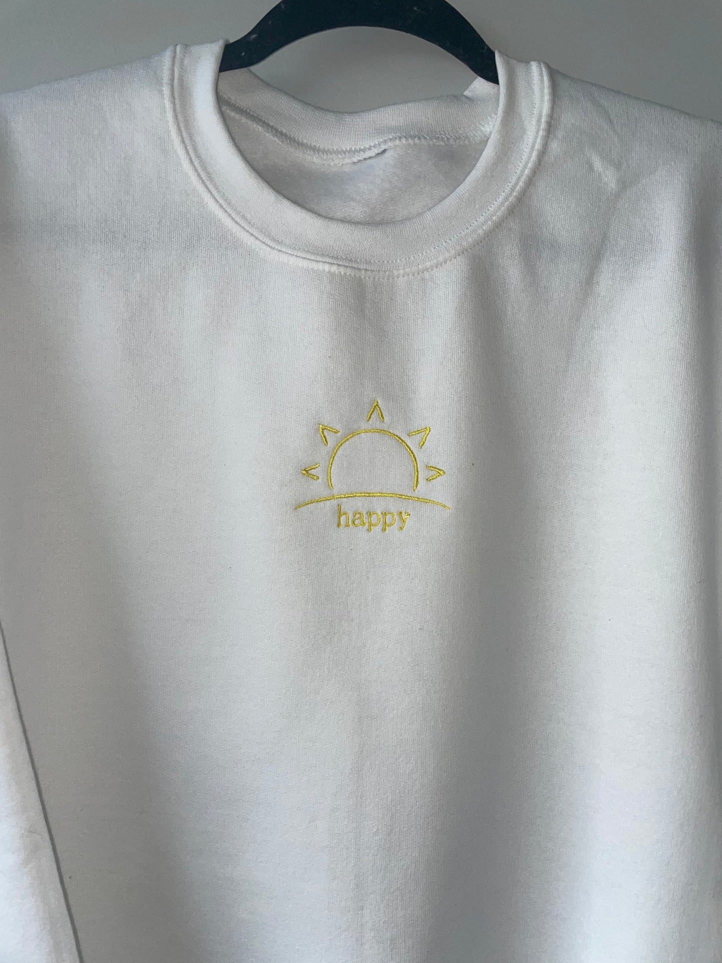 Happy Sun Embroidered Sweatshirt - Embroidered Crewneck - Custom Sweatshirt - Custom Sweater