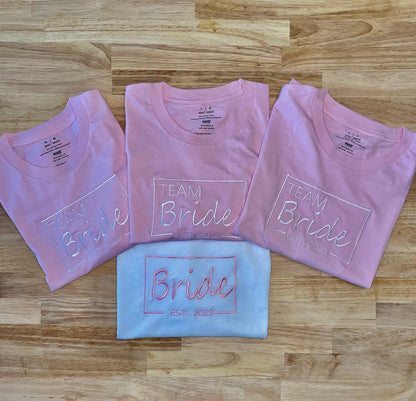 Bachelorette Party Embroidered T-Shirts - Embroidered T-Shirt - Custom T-Shirt - Team Bride T-Shirt - Bachelorette