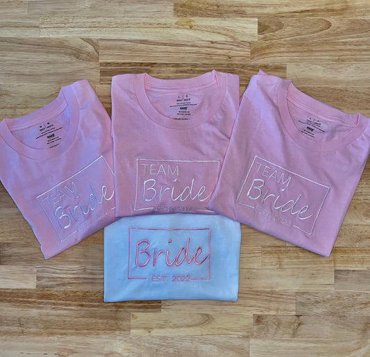 Bachelorette Party Embroidered T-Shirts - Embroidered T-Shirt - Custom T-Shirt - Team Bride T-Shirt - Bachelorette