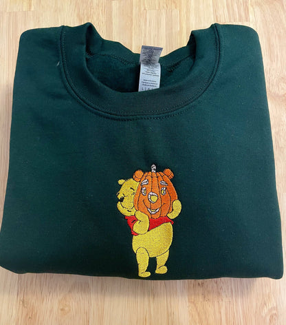 Fall Winnie the Pooh Embroidered Sweatshirt - Embroidered Crewneck - Custom Sweatshirt - Fall Sweater - Halloween Sweater