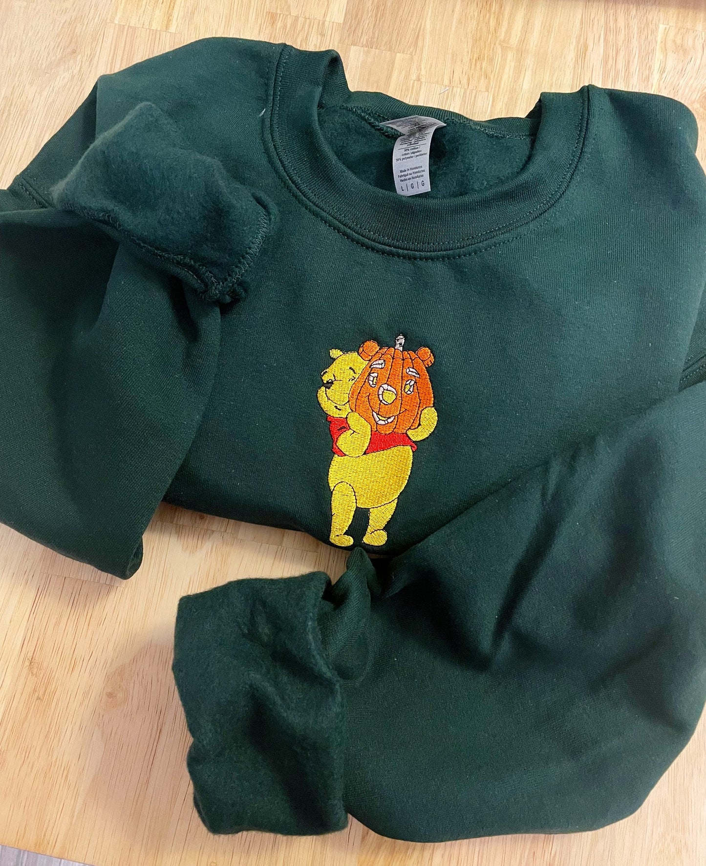 Fall Winnie the Pooh Embroidered Sweatshirt - Embroidered Crewneck - Custom Sweatshirt - Fall Sweater - Halloween Sweater