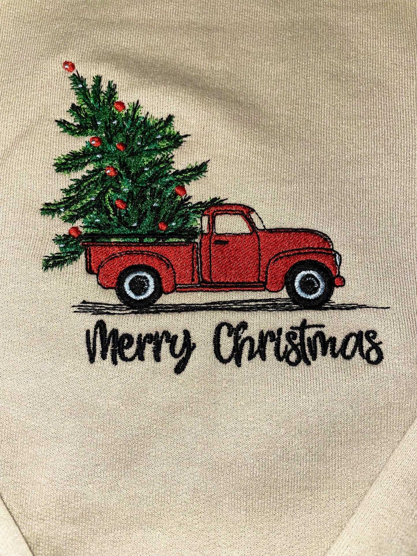 Christmas Tree Truck Embroidered Sweatshirt - Embroidered Crewneck - Custom Sweatshirt - Holiday Sweater - Christmas Sweater