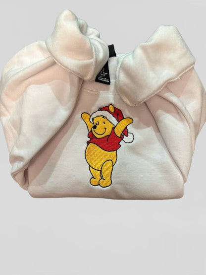 Christmas Winnie the Pooh Embroidered Sweatshirt - Embroidered Crewneck - Custom Sweatshirt - Holiday Sweater - Christmas Sweater