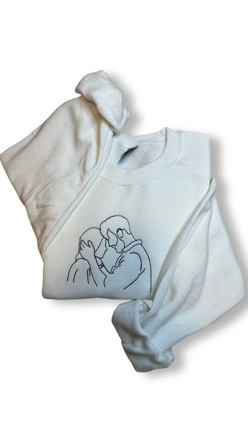 EMBROIDERED|Custom Outline From Photo, Photo Outline Sweatshirt, Portrait Outline Tshirt, Oversized Hoodie, Couples Sweatshirt, Wedding Gift