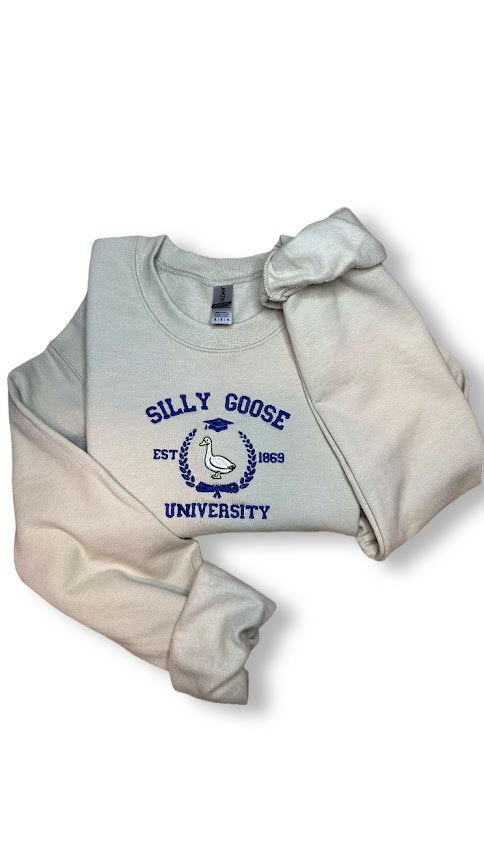 Silly Goose University Embroidered Sweatshirt, Unisex Silly Goose University Sweater, Funny Shirts, Gift for Him, Gift for Her, Funny Goose