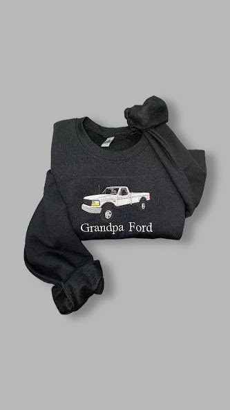 Custom Embroidered Car Sweatshirt With Text, Personalized Gift for Him or Her, Gift For Dads, Car Lover, Pickup Truck Owner, Car Crewneck,