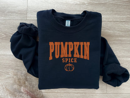 EMBROIDERED Pumpkin Spice Sweatshirt, Fall Sweaters for Him and Her, Sweaters for Fall, Embroidered Sweatshirt, Halloween Sweatshirt Pumpkin