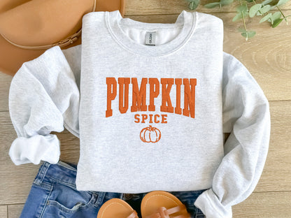 EMBROIDERED Pumpkin Spice Sweatshirt, Fall Sweaters for Him and Her, Sweaters for Fall, Embroidered Sweatshirt, Halloween Sweatshirt Pumpkin