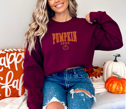 EMBROIDERED Pumpkin Spice Sweatshirt, Fall Sweaters for Him and Her, Sweaters for Fall, Embroidered Sweatshirt, Halloween Sweatshirt Pumpkin