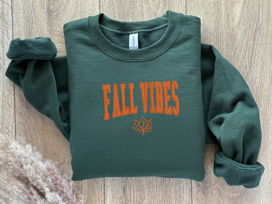 EMBROIDERED Fall Vibes Sweatshirt, Fall Sweaters for Him and Her, Sweaters for Fall, Embroidered Sweatshirt, Clothing for Fall, Halloween