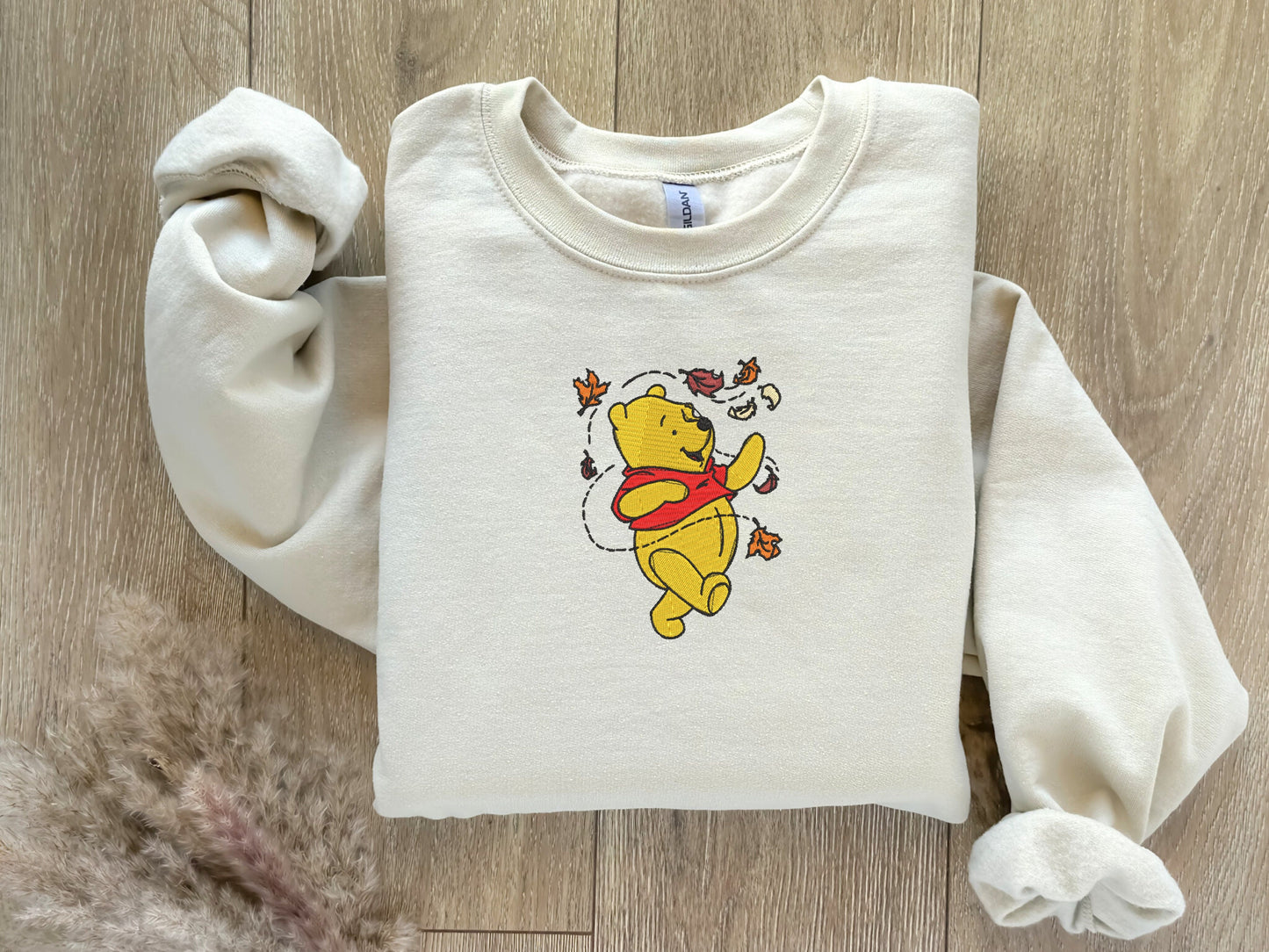 EMBROIDERED Fall Winnie the Pooh Sweatshirt, Fall Theme Crewneck, Custom Sweatshirt, Fall Sweater, Halloween Sweatshirt, Vintage Sweater