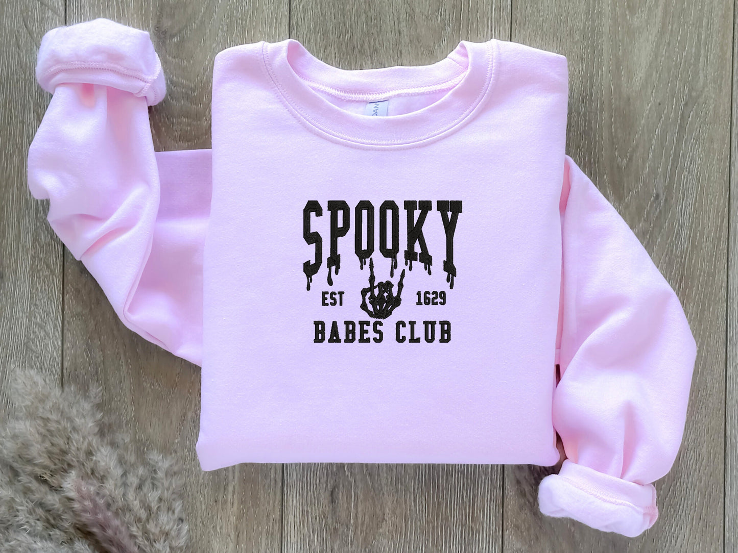 EMBROIDERED Spooky Babes Club Sweatshirt, Halloween Sweaters for Him and Her, Sweaters for Fall, Embroidered Sweatshirt, Halloween Outfit