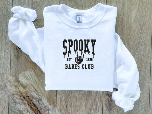 EMBROIDERED Spooky Babes Club Sweatshirt, Halloween Sweaters for Him and Her, Sweaters for Fall, Embroidered Sweatshirt, Halloween Outfit