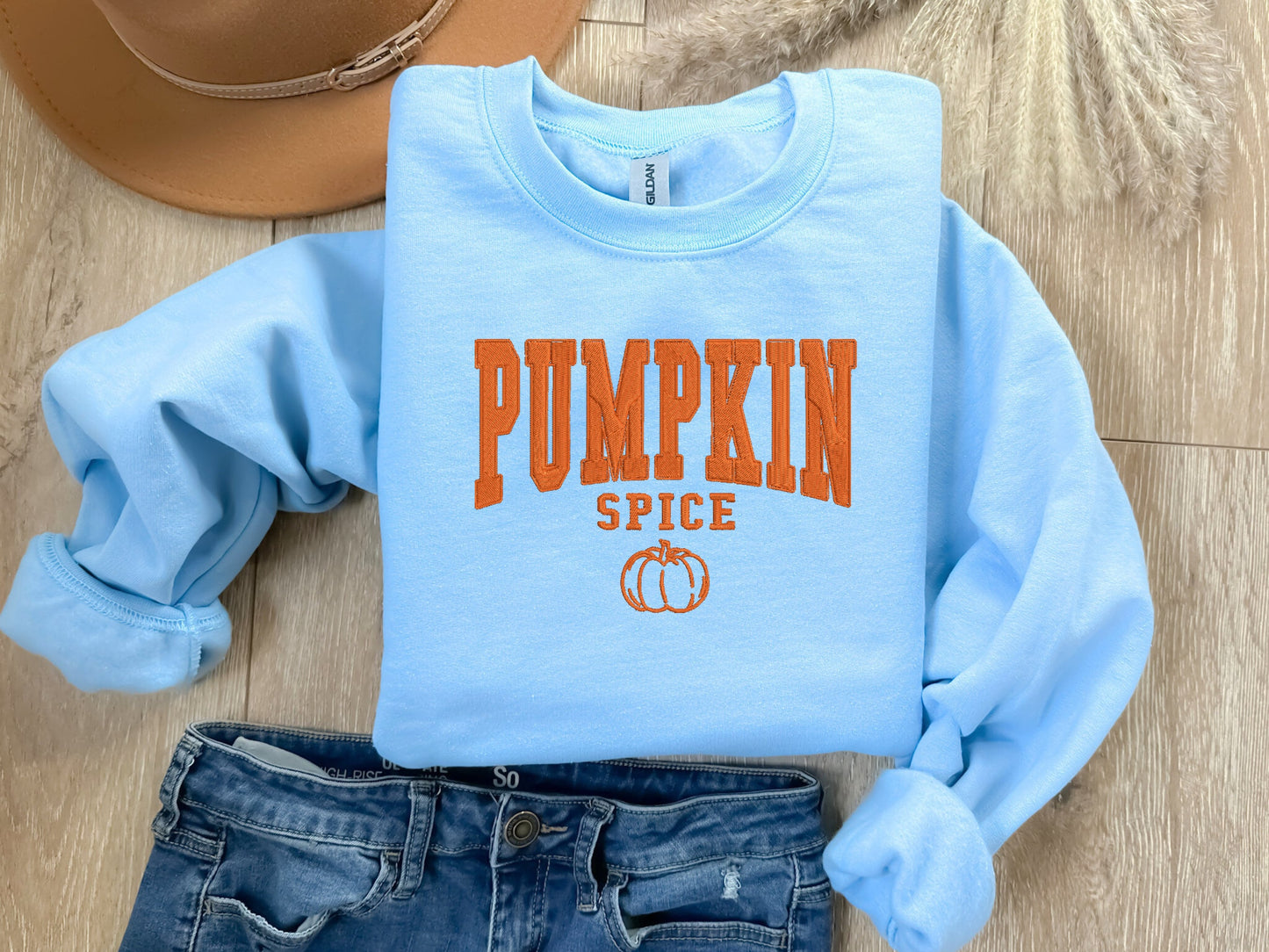 EMBROIDERED Pumpkin Spice Sweatshirt, Fall Sweaters for Him and Her, Sweaters for Fall, Embroidered Sweatshirt, Halloween Sweatshirt Pumpkin