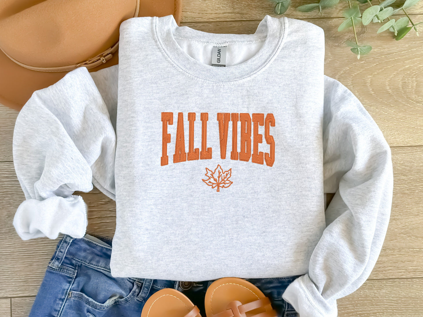 EMBROIDERED Fall Vibes Sweatshirt, Fall Sweaters for Him and Her, Sweaters for Fall, Embroidered Sweatshirt, Clothing for Fall, Halloween