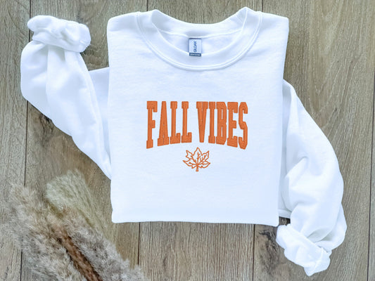 EMBROIDERED Fall Vibes Sweatshirt, Fall Sweaters for Him and Her, Sweaters for Fall, Embroidered Sweatshirt, Clothing for Fall, Halloween