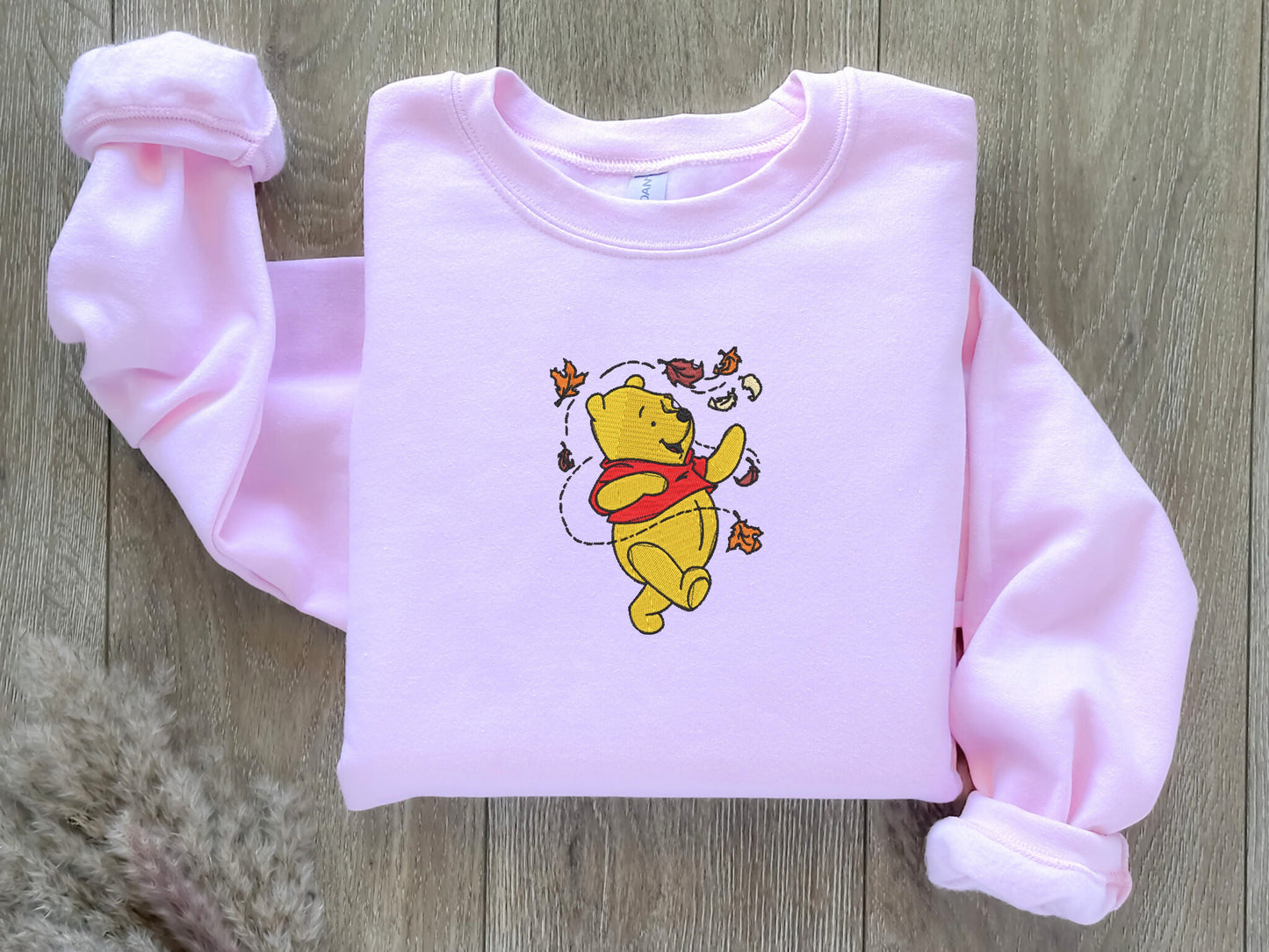 EMBROIDERED Fall Winnie the Pooh Sweatshirt, Fall Theme Crewneck, Custom Sweatshirt, Fall Sweater, Halloween Sweatshirt, Vintage Sweater