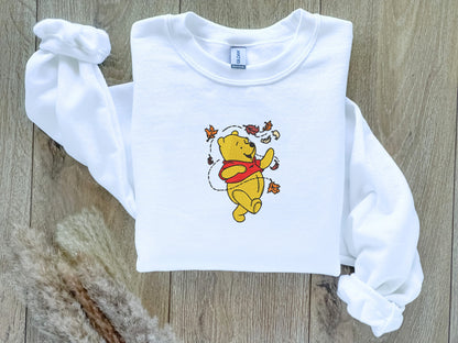 EMBROIDERED Fall Winnie the Pooh Sweatshirt, Fall Theme Crewneck, Custom Sweatshirt, Fall Sweater, Halloween Sweatshirt, Vintage Sweater