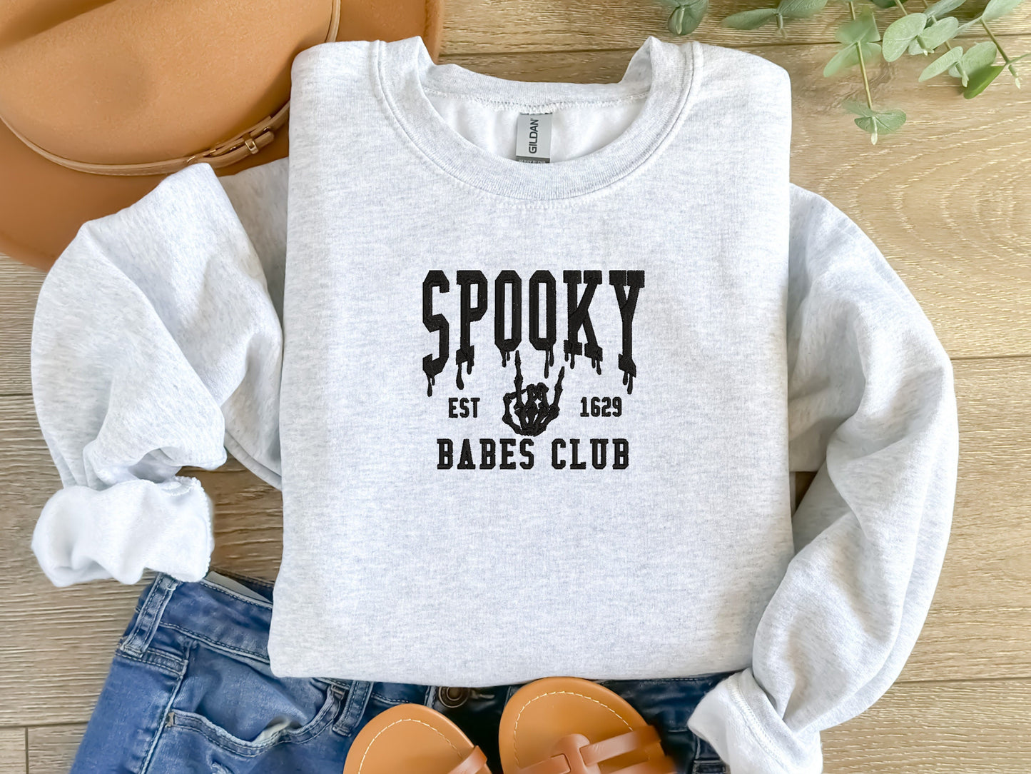 EMBROIDERED Spooky Babes Club Sweatshirt, Halloween Sweaters for Him and Her, Sweaters for Fall, Embroidered Sweatshirt, Halloween Outfit