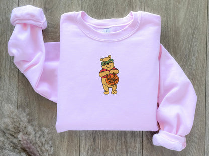 EMBROIDERED Halloween Winnie the Pooh Sweatshirt, Fall Theme Crewneck, Custom Sweatshirt, Fall Sweater, Pumpkin Sweater, Super Hero Shirt