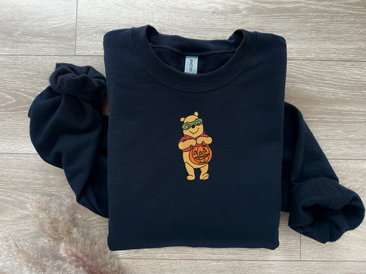 EMBROIDERED Halloween Winnie the Pooh Sweatshirt, Fall Theme Crewneck, Custom Sweatshirt, Fall Sweater, Pumpkin Sweater, Super Hero Shirt