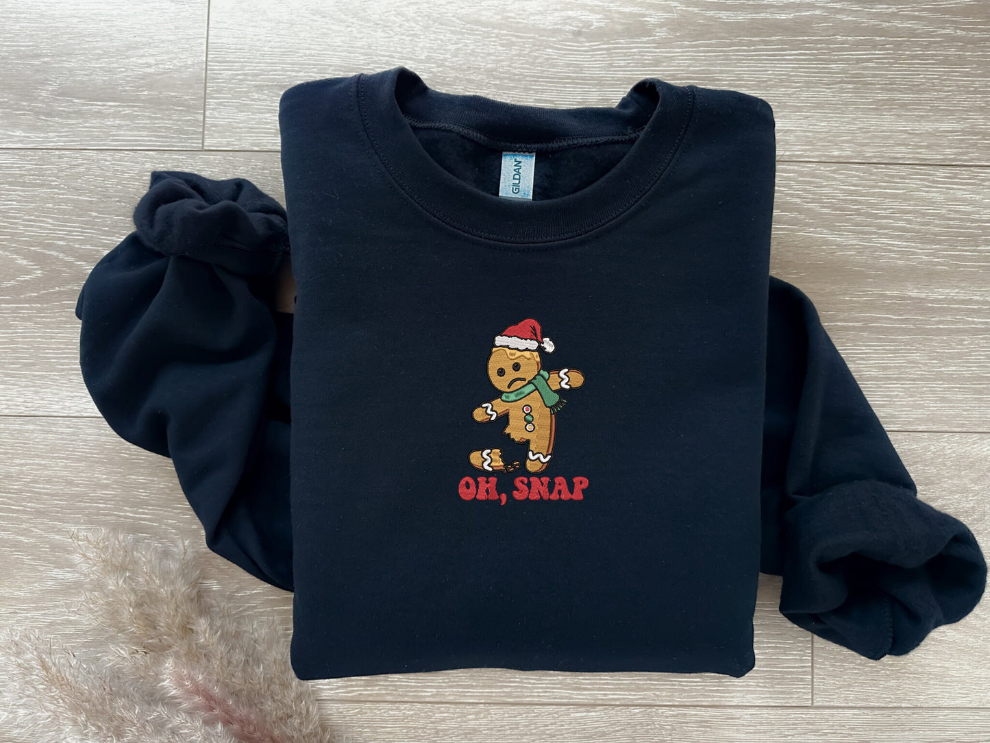 EMBROIDERED| Gingerbread Man Oh Snap Christmas Sweatshirt, Christmas Cookies, Holiday Baking, Christmas Gift, Funny Holiday Sweater