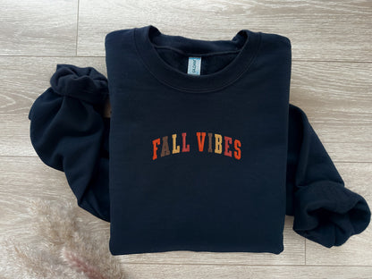 EMBROIDERED| Fall Vibes Sweatshirt, Embroidered Fall Sweater, Fall Crewneck, Gift For Her, Sweatshirts Women, Halloween Costume, Vintage