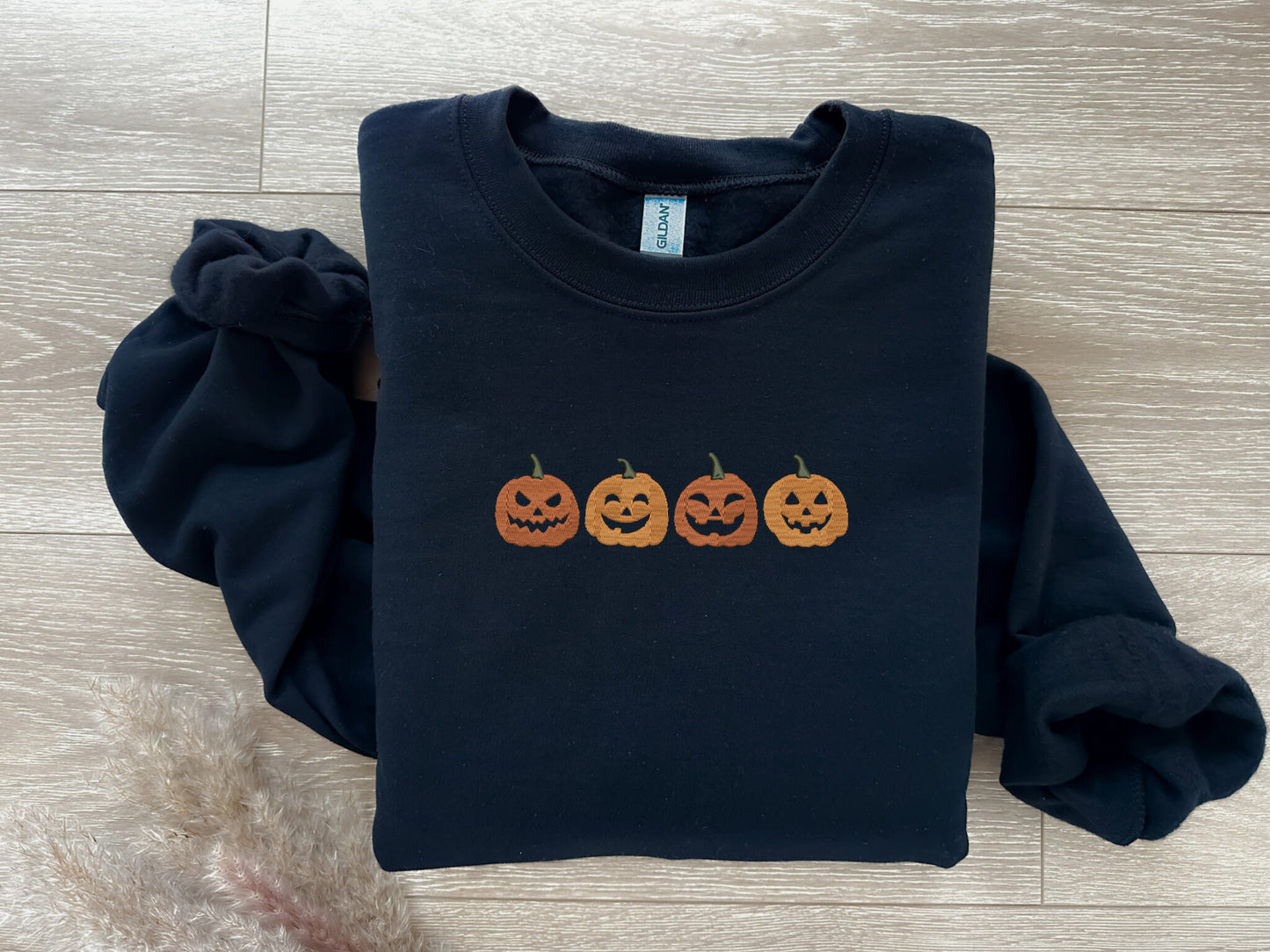 EMBROIDERED Jack O Lantern Sweatshirt, Embroidered Pumpkin Sweater, Halloween Crewneck, Fall Sweatshirt, Spooky Season, Pumpkin Carving