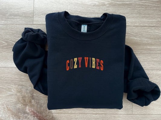 EMBROIDERED| Cozy Vibes Sweatshirt, Cozy Season, Get Cozy Crewneck, Cozy Merry Christmas, Winter Sweatshirt, Stay Home, Homebody Sweater