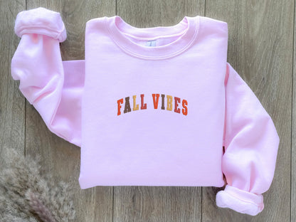 EMBROIDERED| Fall Vibes Sweatshirt, Embroidered Fall Sweater, Fall Crewneck, Gift For Her, Sweatshirts Women, Halloween Costume, Vintage