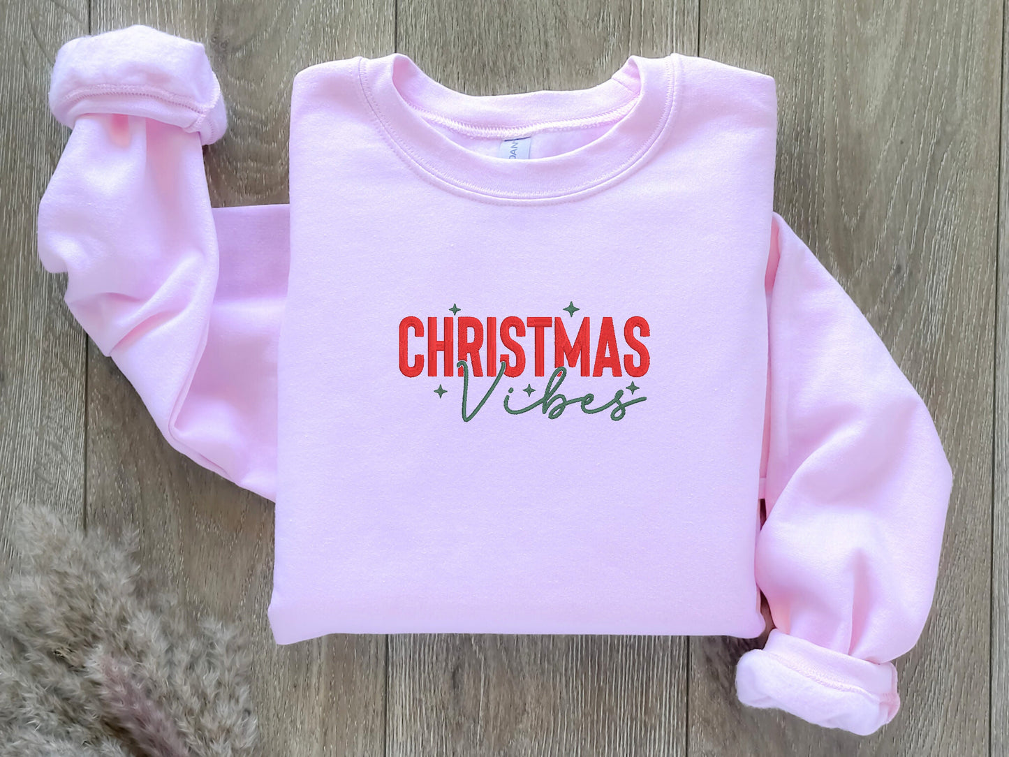 EMBROIDERED | Christmas Vibes Sweatshirt, Embroidered Christmas Sweater, Cute Holiday Crewneck, Festive AF, Happy Holidays, Winter Sweater