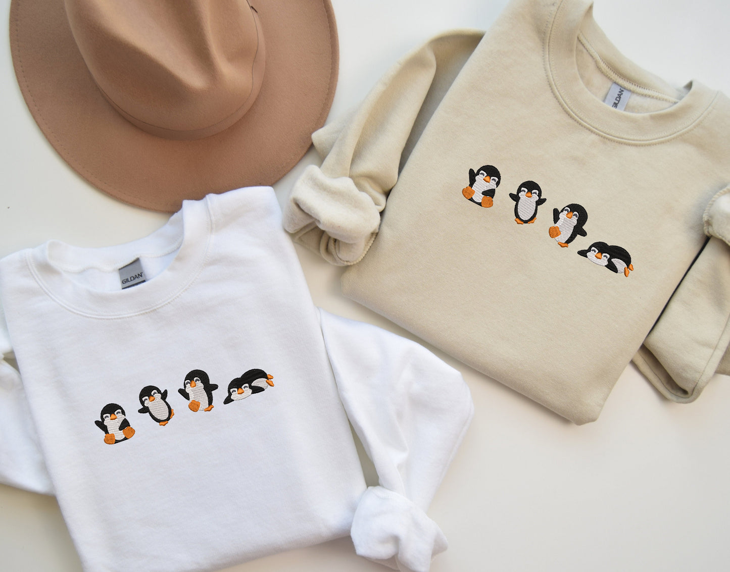 Embroidered Penguin Sweatshirt, Winter Sweater, Vintage Crewneck, Cute Animal, Cartoon Animal Shirt, Gift for Her and Him, Christmas Sweater