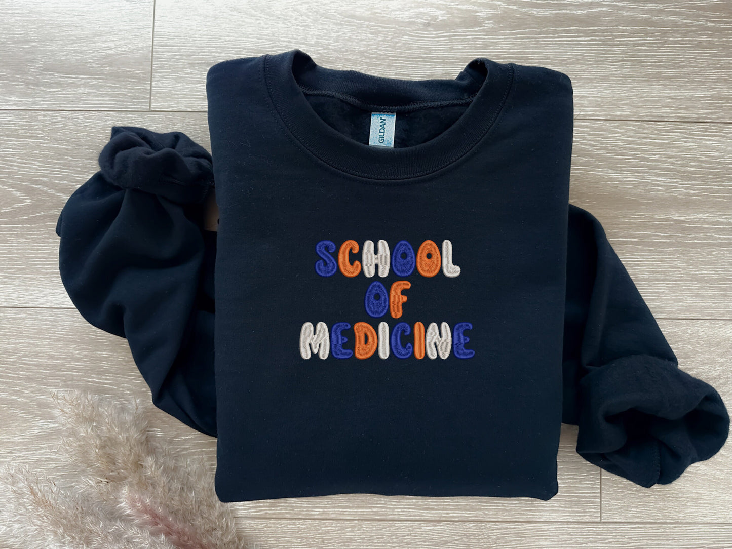 Custom Embroidered Personalized School Name Sweatshirt, College Crewneck, Tailgate, Sports Team Name, University Hoodie, Aesthetic Hoodie