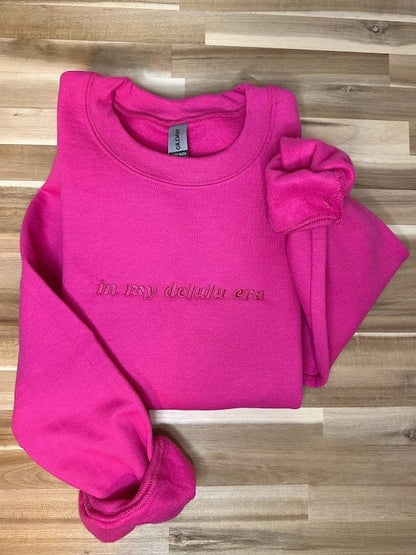 EMBROIDERED| Custom In My Era Sweatshirt, Delulu Era, Mom, Auntie, Fiancee Gift, Cozy Crewneck, Wedding Gift, Trendy Sweaters, Personalized