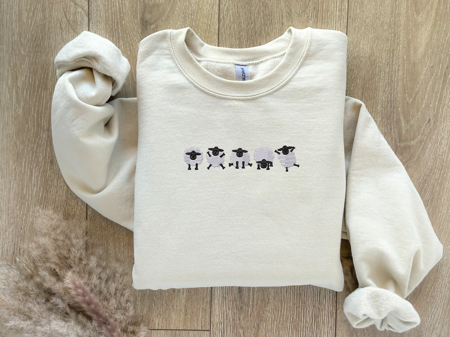 Embroidered Sheep Sweatshirt, Farm Sweater, Vintage Crewneck, Cute Animal, Whimsical Shirt, Cottage Sweater, Gift for Her and Him, Fall