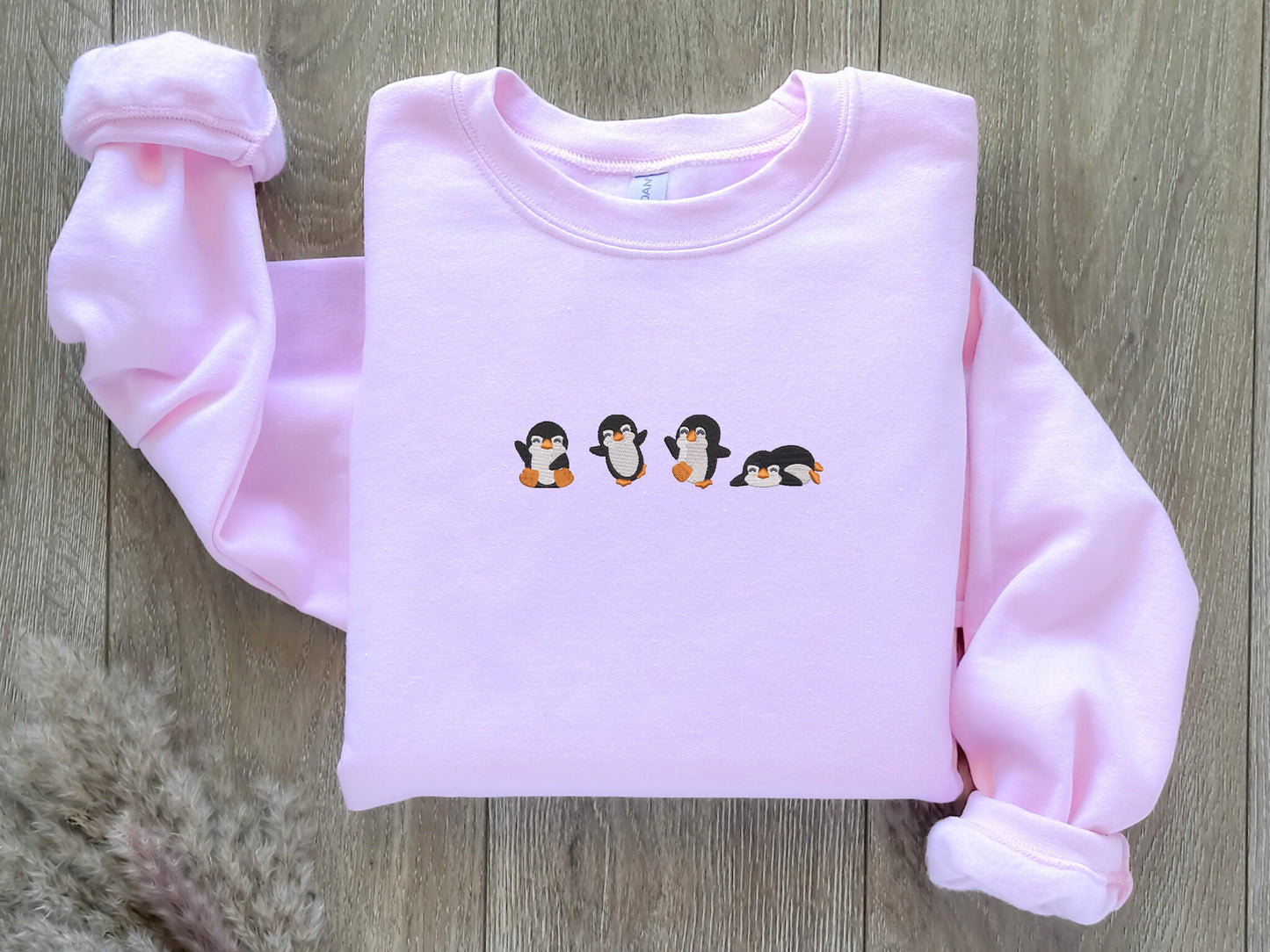 Embroidered Penguin Sweatshirt, Winter Sweater, Vintage Crewneck, Cute Animal, Cartoon Animal Shirt, Gift for Her and Him, Christmas Sweater