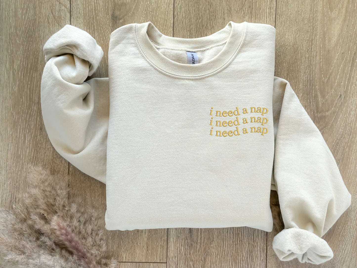 Embroidered I Need A Nap Sweatshirt, Comfy Sleep Crewneck, Oversized, Afternoon Nap, Love Sleeping, Mental Health Break, Always Tired Sweate