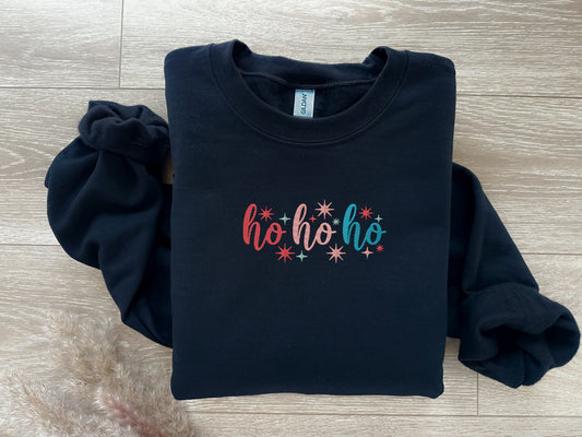 EMBROIDERED | Ho Ho Ho Sweatshirt, Embroidered Christmas Sweater, Santa Claus, Mrs Claus, Christmas Gift, Festive Oversized, Trendy Gift,