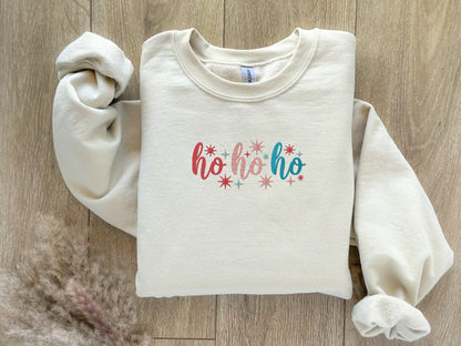 EMBROIDERED | Ho Ho Ho Sweatshirt, Embroidered Christmas Sweater, Santa Claus, Mrs Claus, Christmas Gift, Festive Oversized, Trendy Gift,