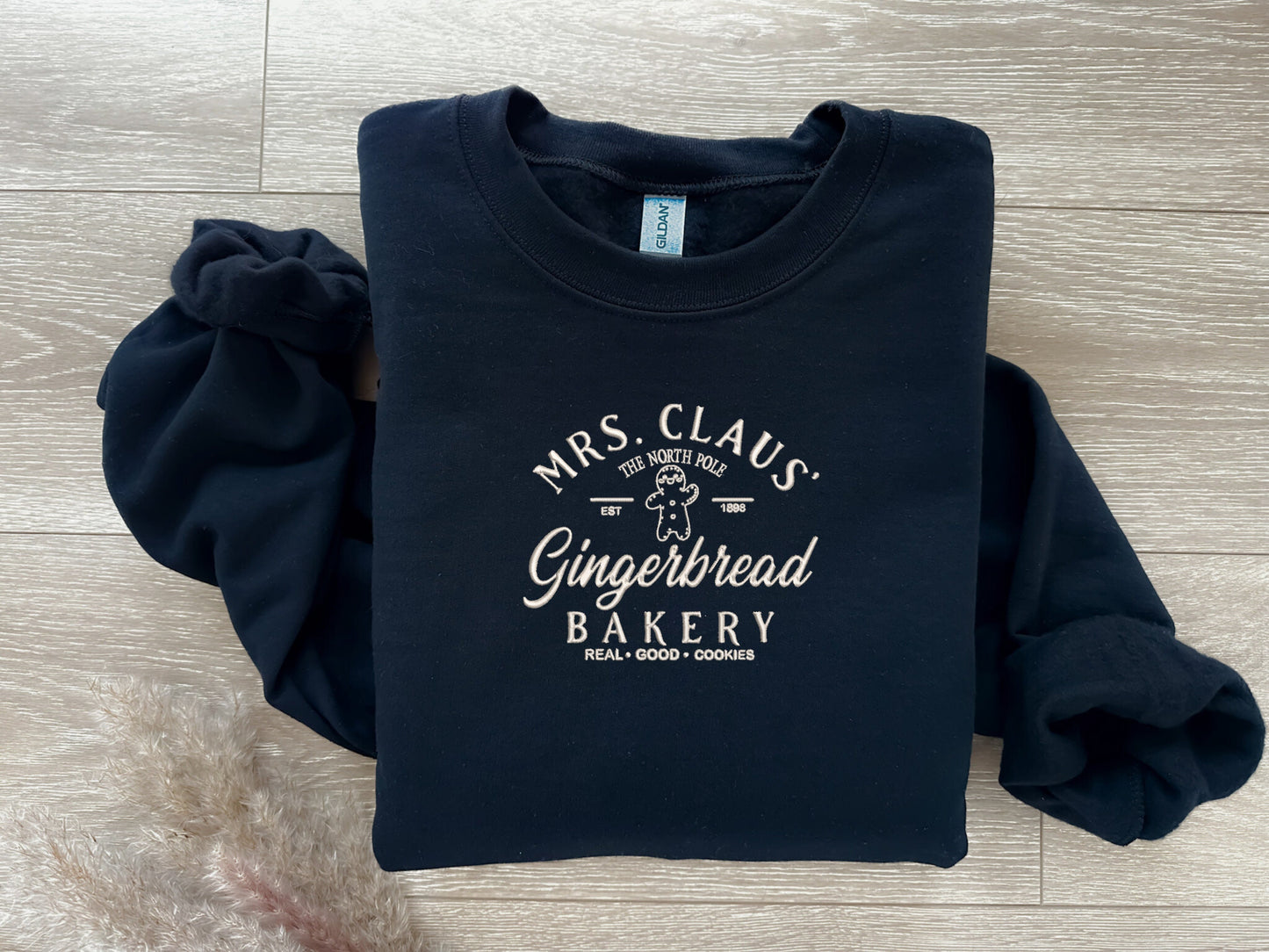 Embroidered Mrs Claus Gingerbread Bakery Sweatshirt, Funny Christmas Sweater, Gift for Her, Retro Throwback Christmas, Gift for Him, Festive